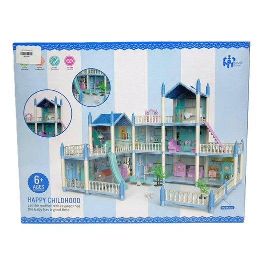 House Team Luxury 3-Story Dream Dollhouse Playset with Slides and Accessories – DIY Cottage Mansion for Kids Ages 6+