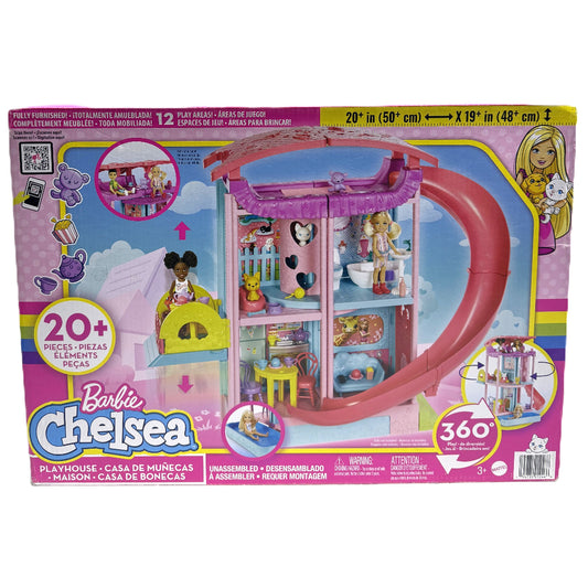 Barbie Chelsea Playhouse with 3-Level Transformation, Slide & 20+ Accessories