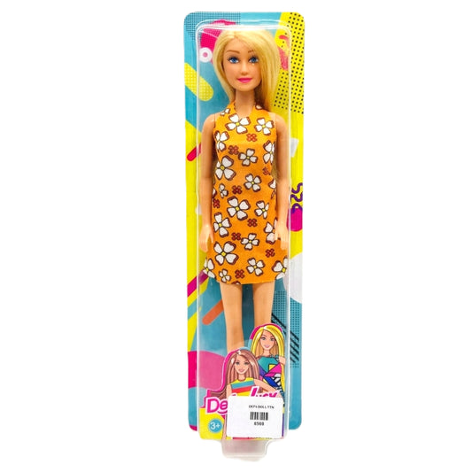 Defa Lucy Fashion Doll with Orange Floral Halter Dress – Blonde 11.5-inch Collectible Toy