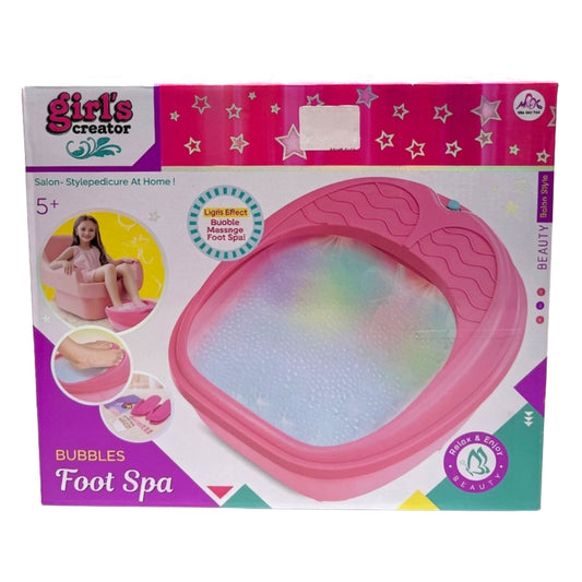 Girl’s Creator Bubbles Foot Spa – Kids' DIY Pedicure Salon Kit with Lights & Bubbles – Pamper & Relax Spa Set for Girls Ages 5+