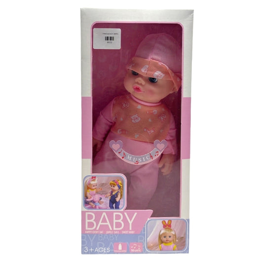 Musical Baby Doll Toy - 12-Inch Soft Body Pink Outfit (Ages 3+)
