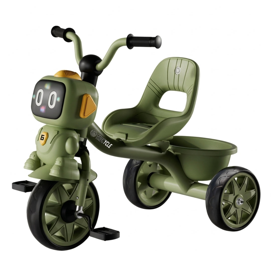 Robot-Buddy Kids’ 3-Wheel Tricycle – Interactive Toddler Ride-On with Storage