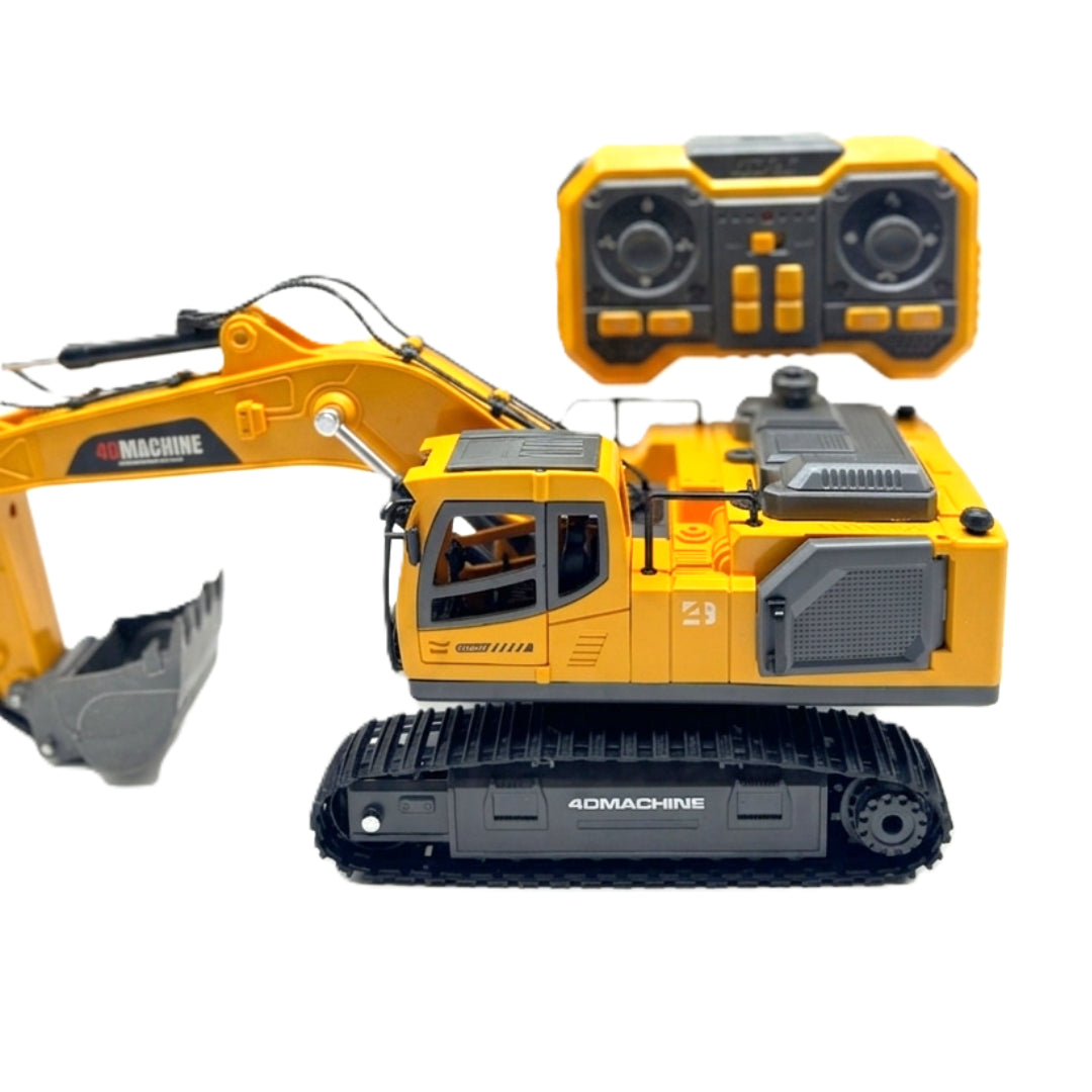 4DRC 4D-MACHINE Remote Control Excavator – 1/14 Scale Metal Die-Cast RC Construction Vehicle with 2.4GHz Transmitter