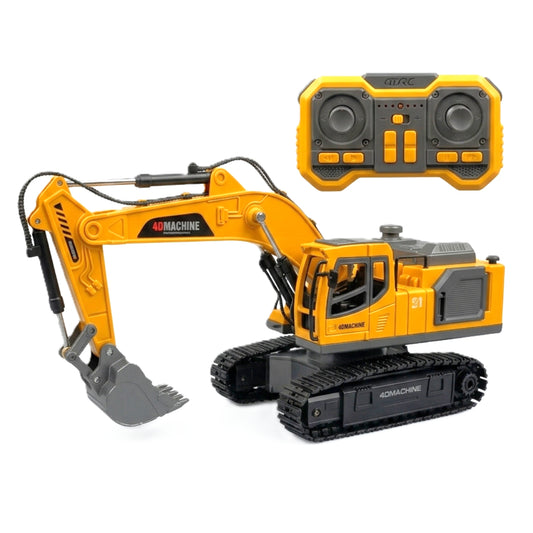 4DRC 4D-MACHINE Remote Control Excavator – 1/14 Scale Metal Die-Cast RC Construction Vehicle with 2.4GHz Transmitter