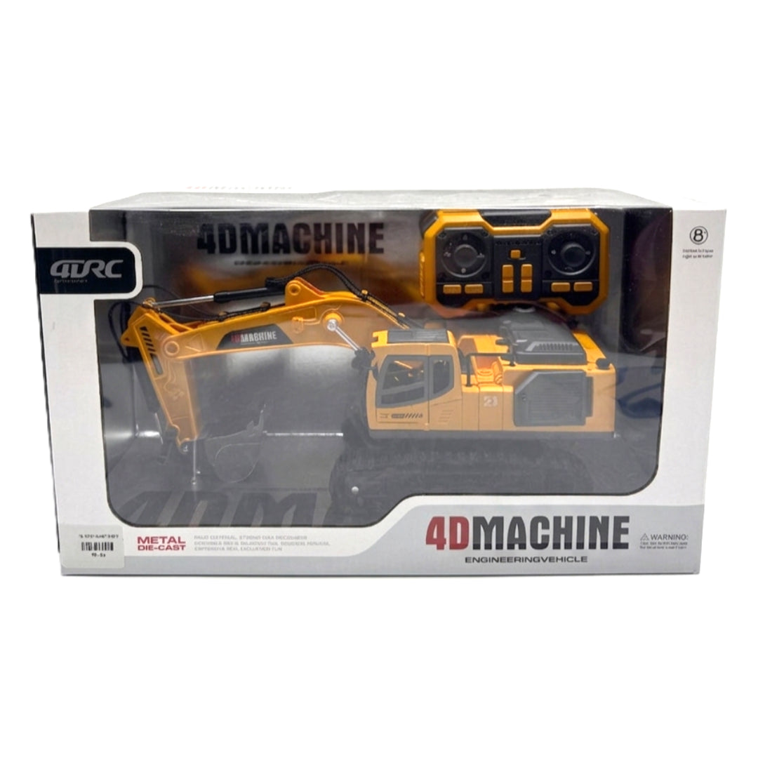 4DRC 4D-MACHINE Remote Control Excavator – 1/14 Scale Metal Die-Cast RC Construction Vehicle with 2.4GHz Transmitter