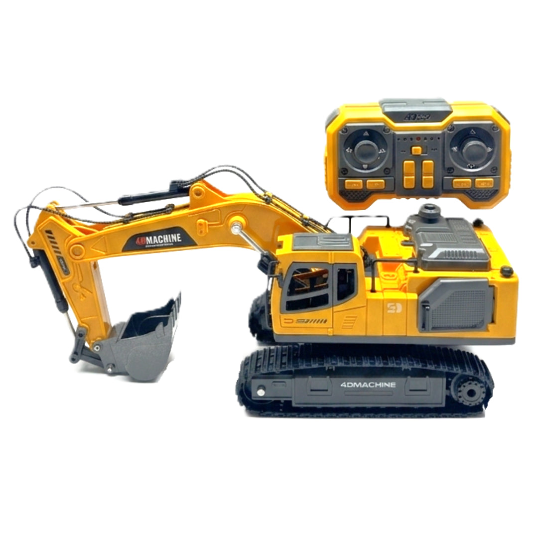 4DRC 4D-MACHINE Remote Control Excavator – 1/14 Scale Metal Die-Cast RC Construction Vehicle with 2.4GHz Transmitter