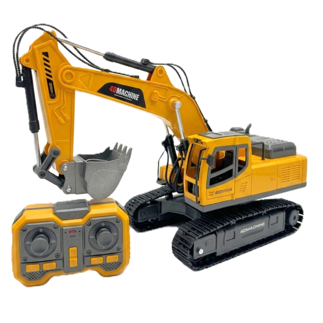 4DRC 4D-MACHINE Remote Control Excavator – 1/14 Scale Metal Die-Cast RC Construction Vehicle with 2.4GHz Transmitter