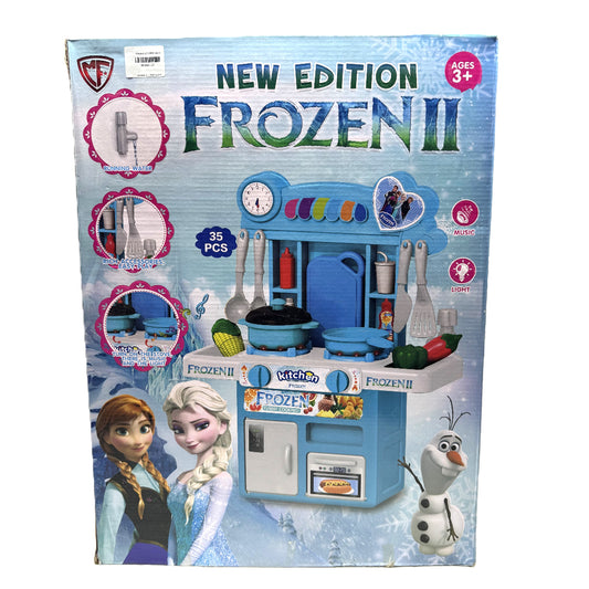 Frozen 2 Kitchen Playset for Kids – 35-Piece Pretend Play Toy with Running Water, Lights, & Music – Ages 3+