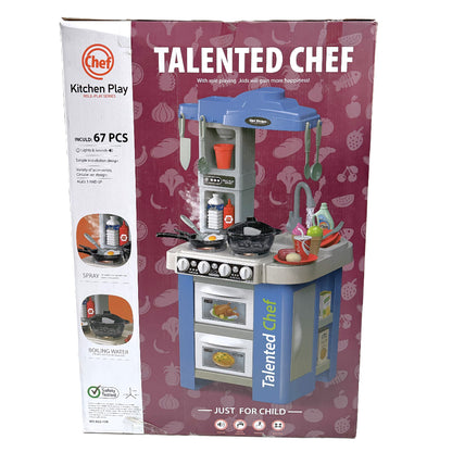 Talented Chef Kids’ Kitchen Playset - 67-Piece Interactive Role-Play Toy with Lights, Sounds, & Real Steam Effect