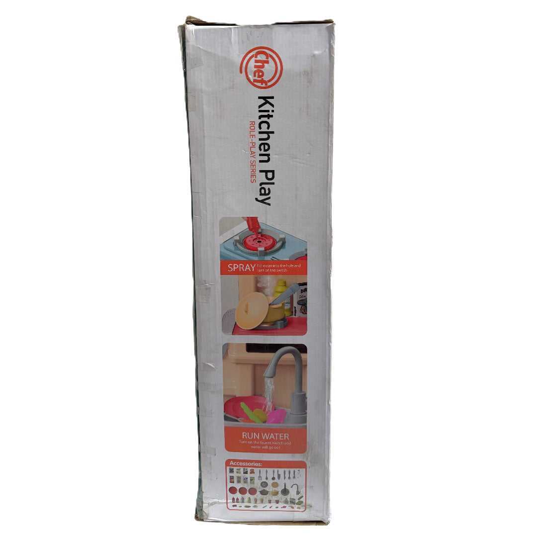 Talented Chef Kids Kitchen Playset - 85 Pcs Deluxe Pretend Play Toy with Realistic Spray, Boiling Water Sounds, Lights, and Running Water Sink - Burgundy/Beige