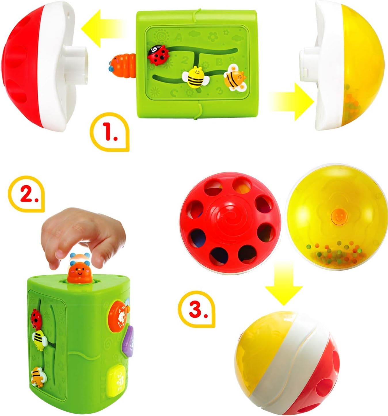 WinFun 3 in 1 Activity Roller | Rattle Ball, Flashing & Crawl Toy | 6M+