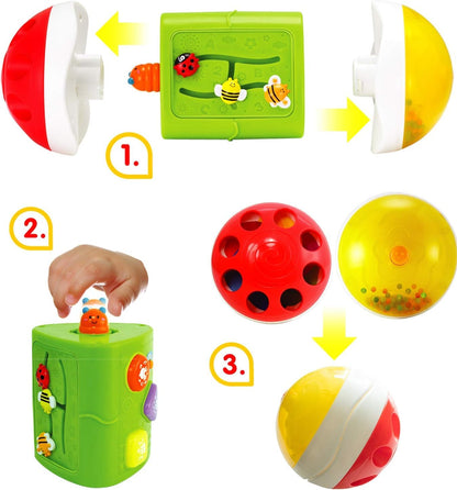 WinFun 3 in 1 Activity Roller | Rattle Ball, Flashing & Crawl Toy | 6M+