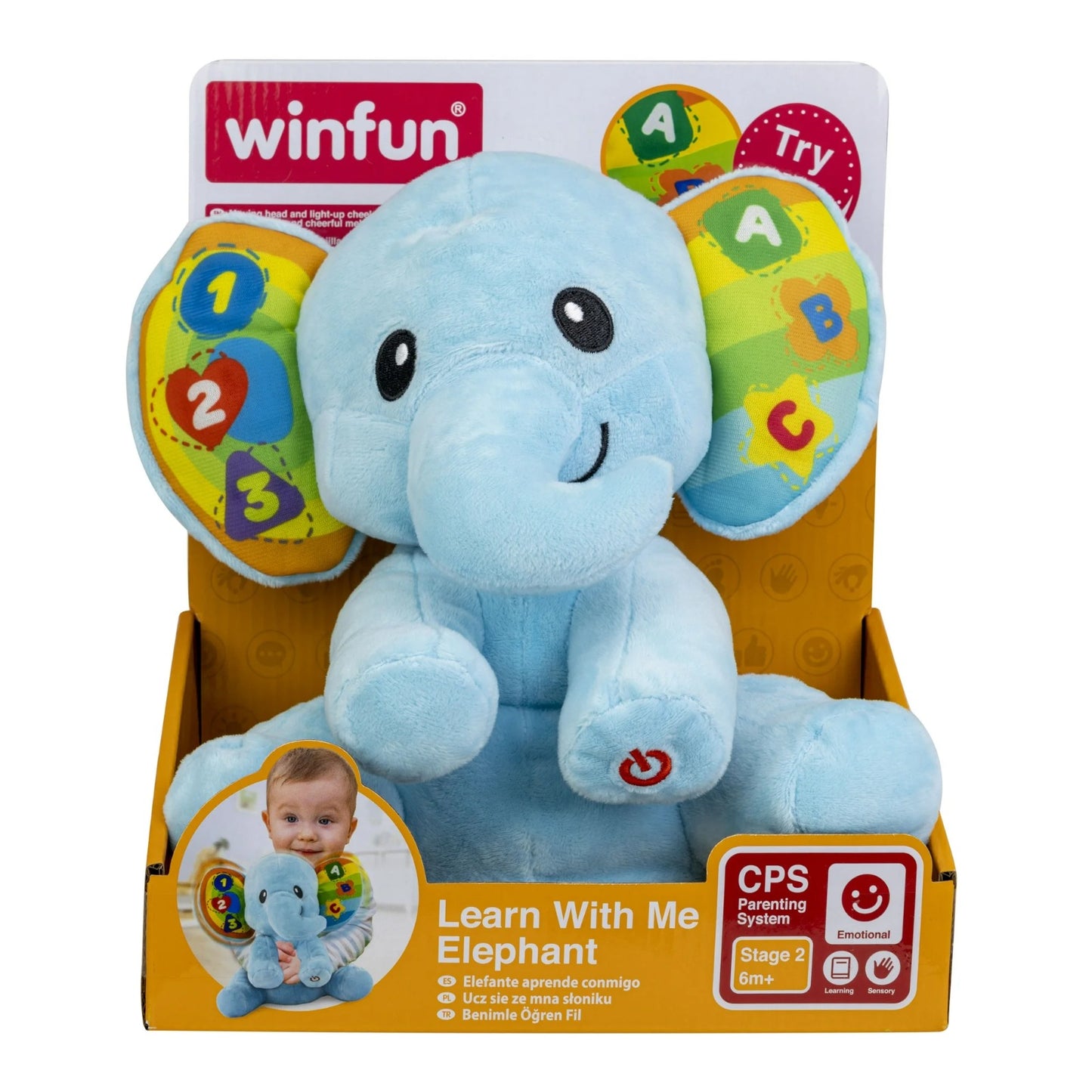 WinFun Learn With Me Elephant | Plush Baby Toy | ABC, 123 & Sounds | 6M+