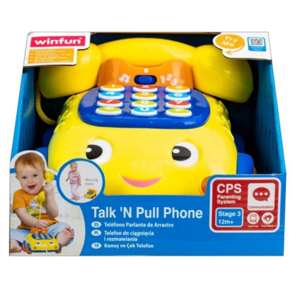 WinFun Talk 'N Pull Phone | Pull-Along Car Toy | Sounds & Melodies | 12M+