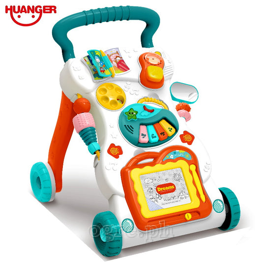 Huanger Musical Baby Push Walker & Activity Center – Sit-to-Stand Learning Walker with Detachable Piano, Drawing Board, and Phone Toy – Early Education Toy (6M+)