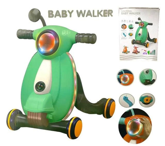 Functional Scooter Style Baby Walker – Sit-to-Stand Push Walker with Music, Lights, and Ball Game – Anti-Slip Stable Design for Early Learning (12M+)