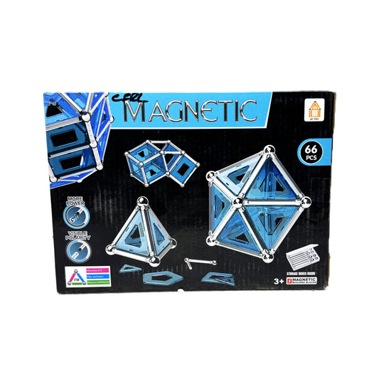 66-Piece Magnetic Building Blocks Set – 3D STEM Educational Construction Toy with Rods, Spheres, and Geometric Panels