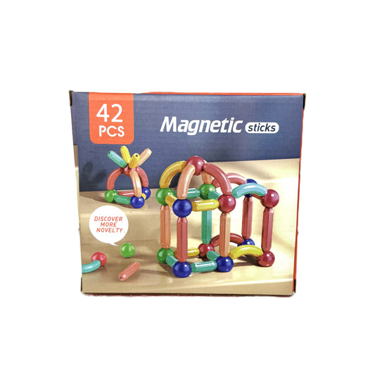 42-Piece Magnetic Building Sticks & Balls Set – STEM Educational Construction Toy for Kids – 3D DIY Magnetic Puzzle & Creative Learning Kit