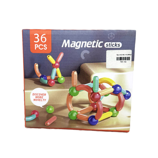 36-Piece Magnetic Building Blocks & Sticks Set – STEM Educational Construction Toy for Kids – Colorful 3D DIY Magnet Puzzle Game
