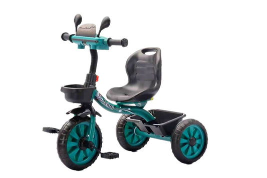 Kids' 3-Wheel Tricycle with Storage Baskets and Rearview Mirrors – Toddler Ride-On Trike with Adjustable Seat and Pedal Drive for Boys & Girls