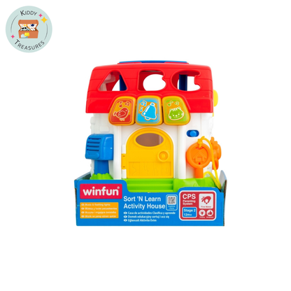 WinFun Sort 'N Learn Activity House | Clock, Shapes & Sounds Toy | 12M+ - Kiddy Treasures