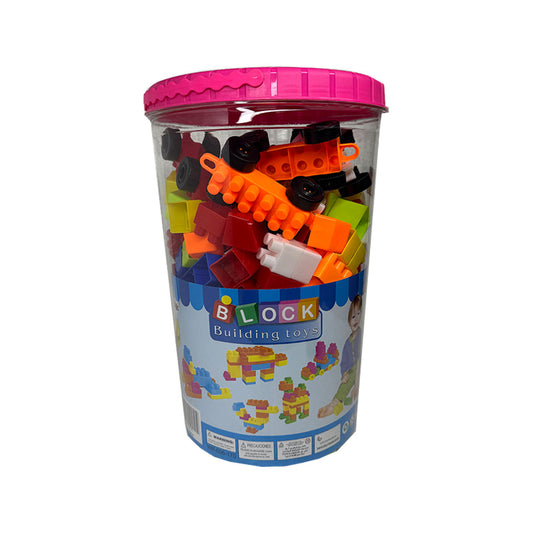 170-Piece Kids' Educational Building Blocks Set with Storage Bucket – Colorful Creative Bricks & Vehicle Bases for Toddlers and Children