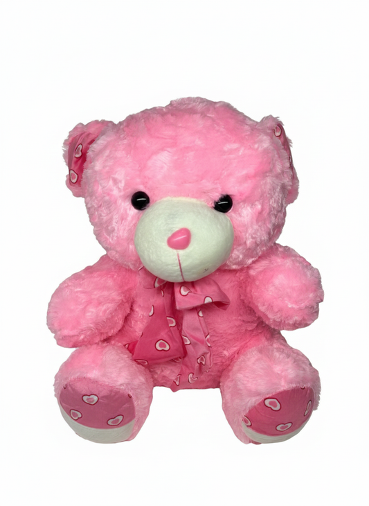 20-Inch Plush Teddy Bear with Heart Bow & Paw Prints – Soft Stuffed Animal (Pink/Red)