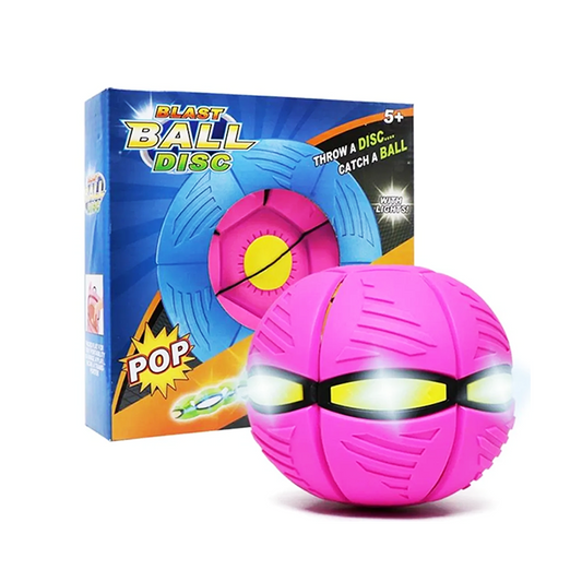 Blast Ball Disc - Transforming Pop-Up Flying Toy - Throw a Disc, Catch a Ball with LED Lights, Ages 5+