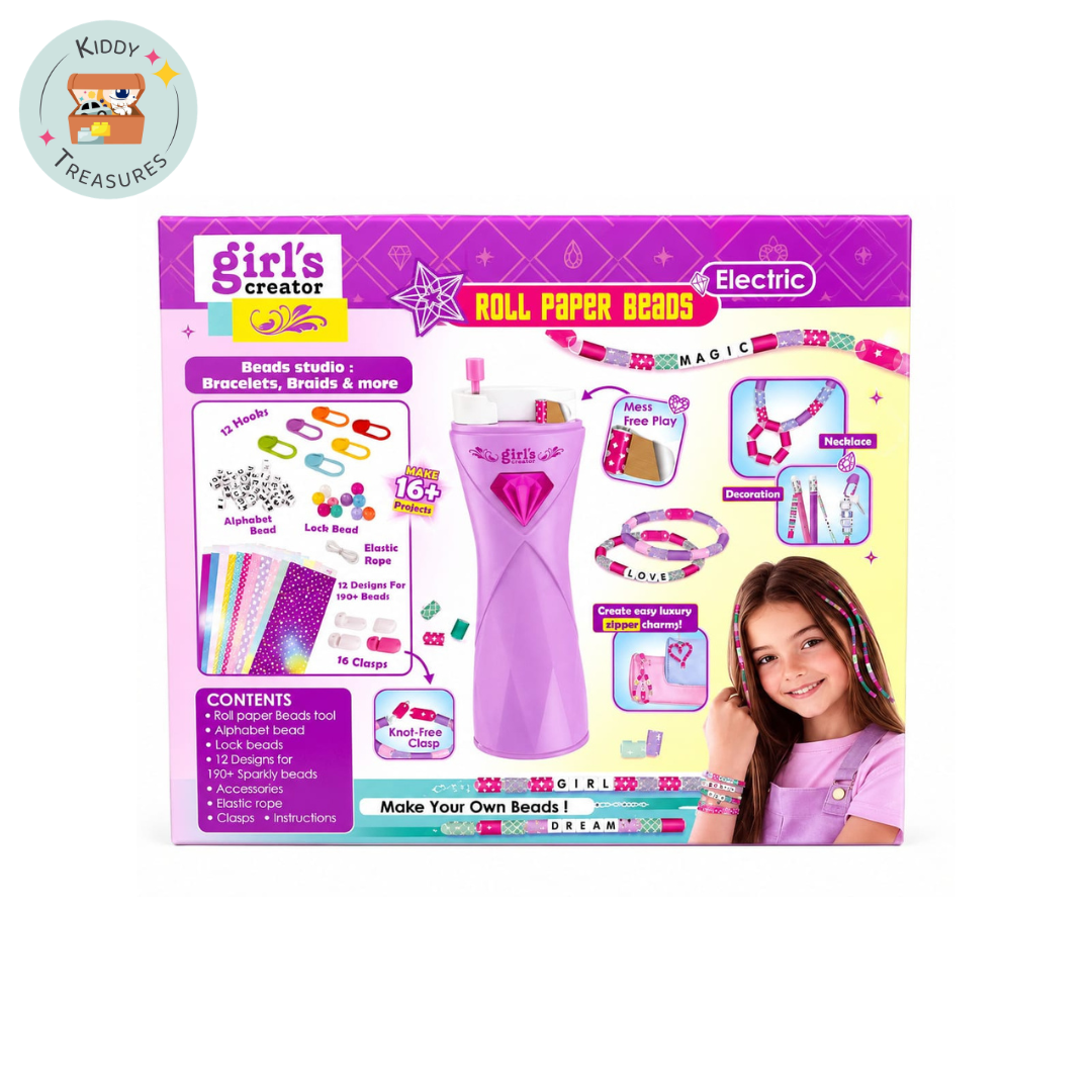 Electric Roll Paper Beads Kit with Alphabet Beads (Ages 5+) - Kiddy Treasures