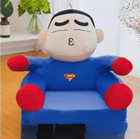 Superman-Inspired Blue Kids Sofa Chair – Soft Plush Character Seat