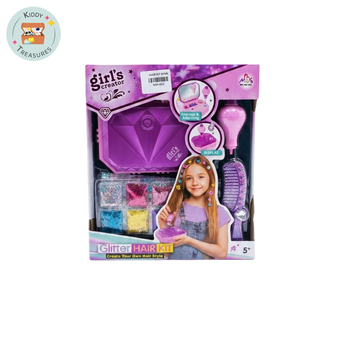Glitter Hair Kit with Applicator, Comb & Storage Case (Ages 5+) - Kiddy Treasures