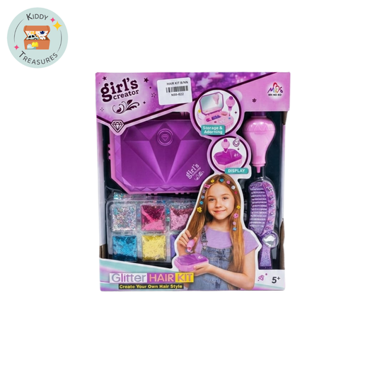 Glitter Hair Kit with Applicator, Comb & Storage Case (Ages 5+) - Kiddy Treasures