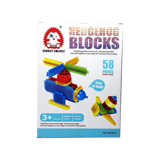 Hedgehog Blocks 58-Piece Bristle Tile Building Set – Sensory STEM Toy for Toddlers & Kids Ages 3+ – Frustration-Free Creative Play