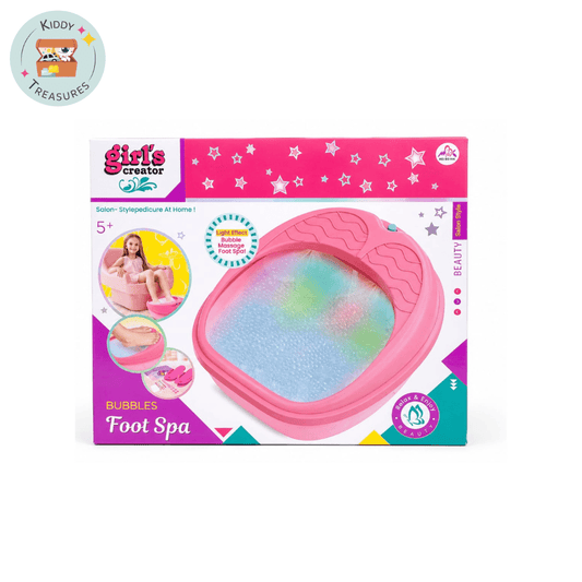 Kids' DIY Pedicure Salon Kit with Lights & Bubbles – Girls Spa Set Ages 5+ - Kiddy Treasures