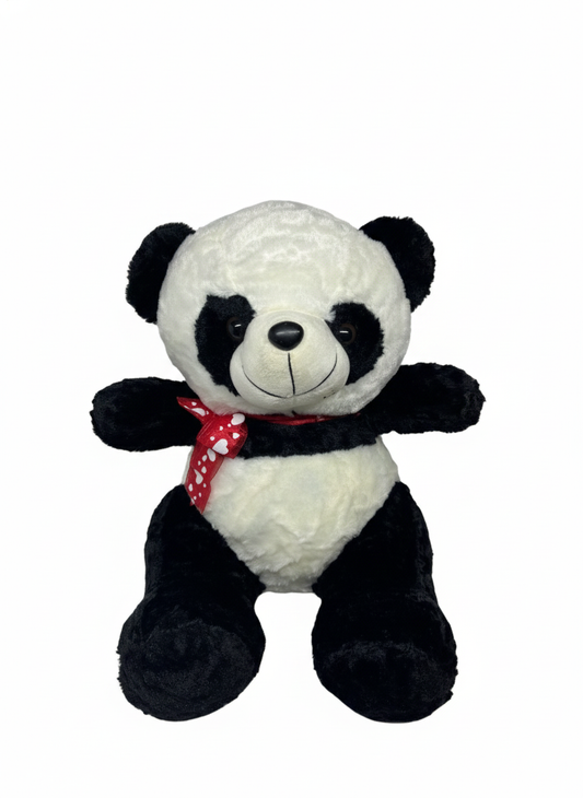 17-Inch Classic Giant Panda Plush – Soft & Cuddly Stuffed Animal with Red Heart Ribbon