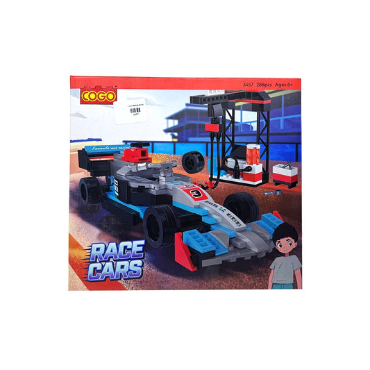 COGO Race Cars Building Blocks Set – 280+ Pcs Formula 1 Style Racing Car Toy with Pit Stop Station & Brick Separator – Educational Construction Toy for Kids Ages 6+
