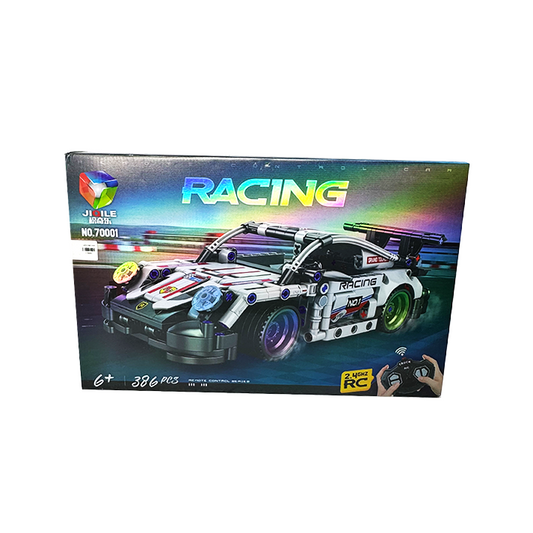 JIDILE 2-in-1 RC Racing Car Building Set – 386-Piece STEM Remote Control Car Kit – 2.4GHz High-Speed DIY Supercar