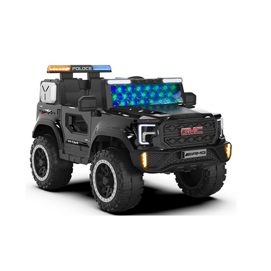 Black Police-Style SUV Ride-On Car (GMC Grille)