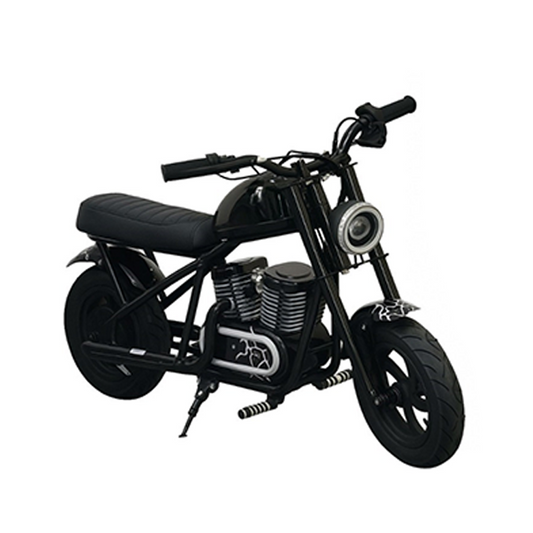 EV-17 Kids Mini Electric Ride-On Motorcycle - Black Scrambler Style with LED Headlight - Battery Powered Bike Toy