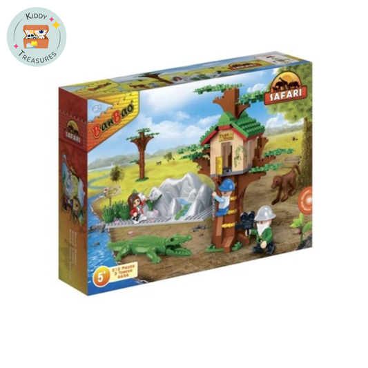 Safari Treehouse Building Blocks Set with Wildlife Figures (Ages 6+) - Kiddy Treasures