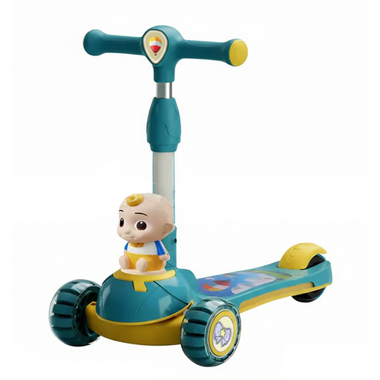 Kids 3-Wheel Kick Scooter with LED Light-Up Wheels & Musical Mascot