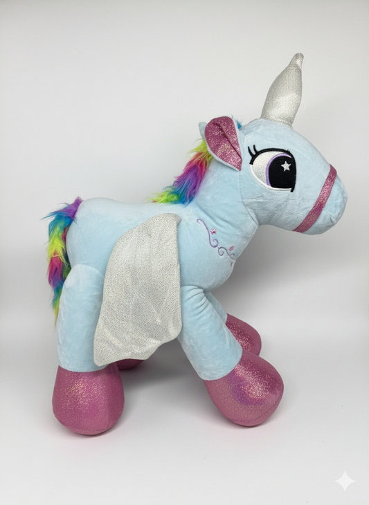 Giant 21-Inch Winged Unicorn Plush – Magical Rainbow Mane & Sparkle Details