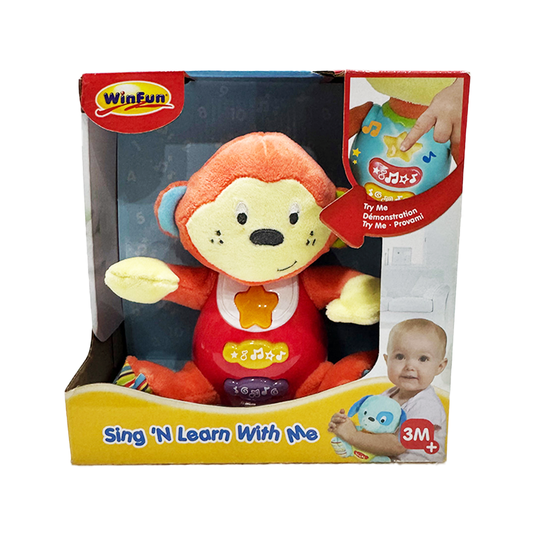 WinFun Sing 'N Learn With Me Monkey – Educational Plush Toy for Babies 3M+
