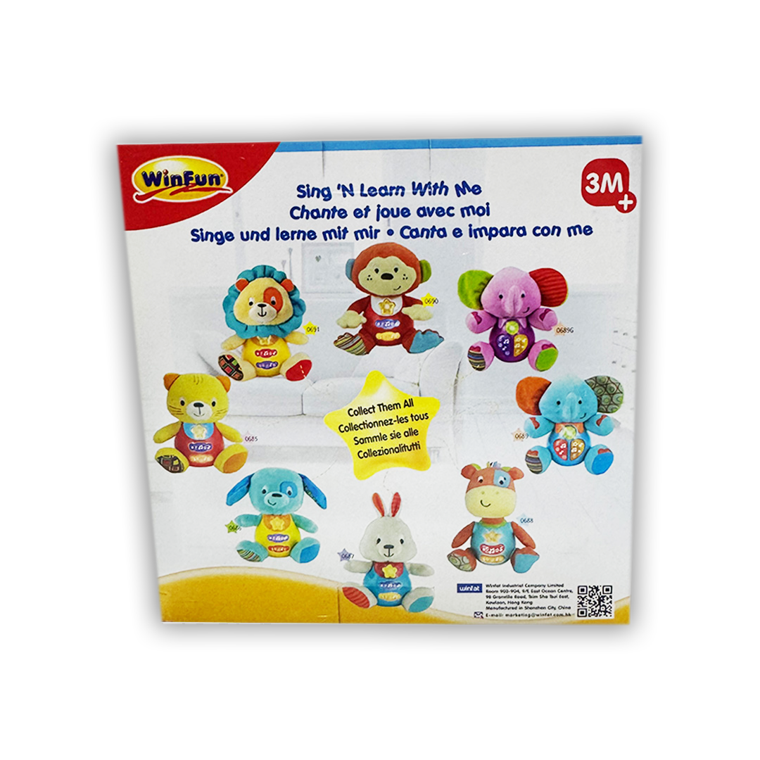 WinFun Sing 'N Learn With Me Monkey – Educational Plush Toy for Babies 3M+
