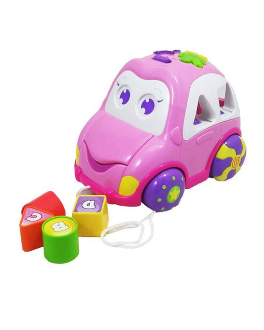 WinFun Rhymes & Sorter Car | Pink Pull-Along Toy | Shapes & Music | 12M+ - Kiddy Treasures